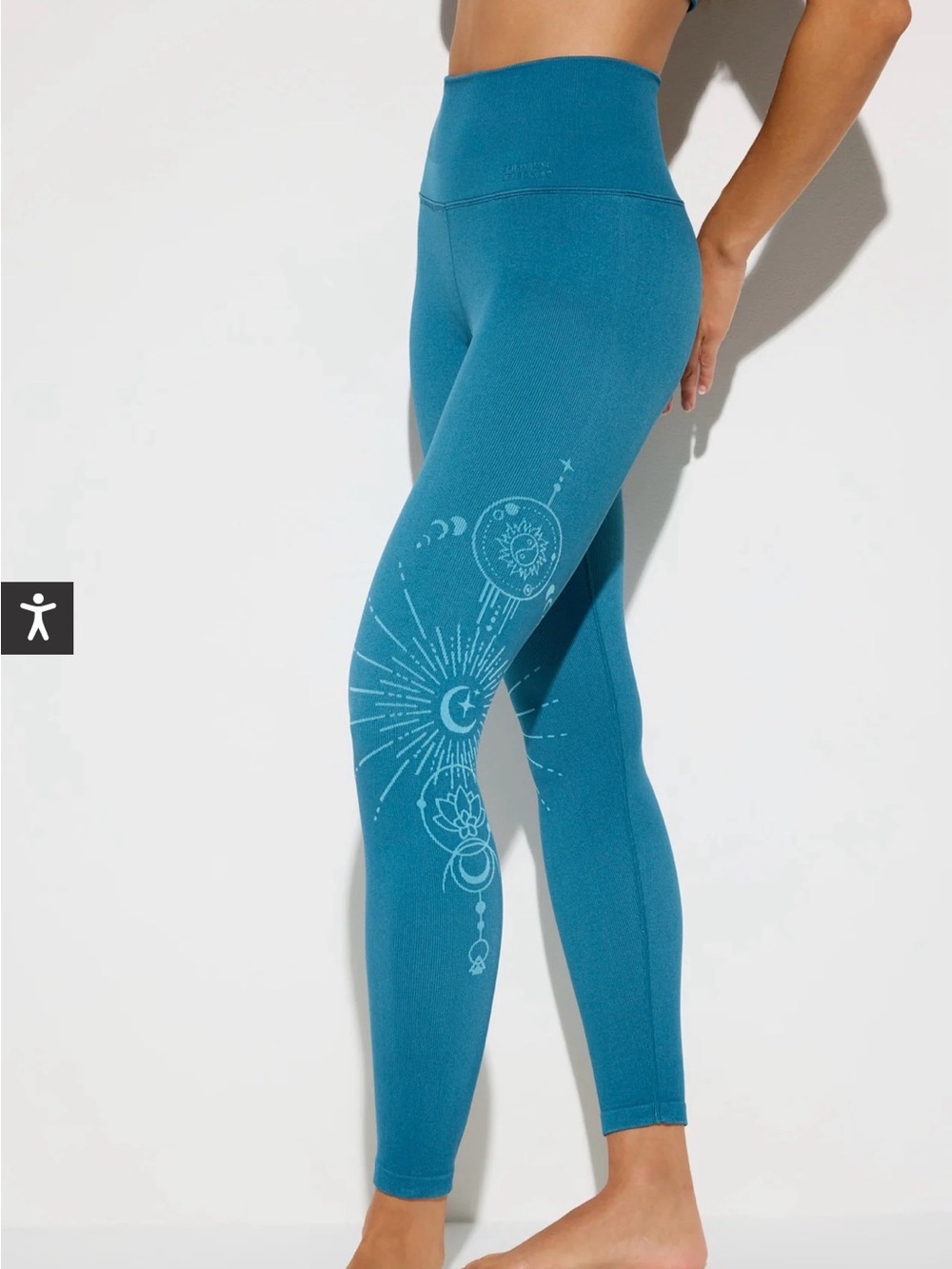 Spiritual Gangster Teal High-Waist Celestial Print Leggings